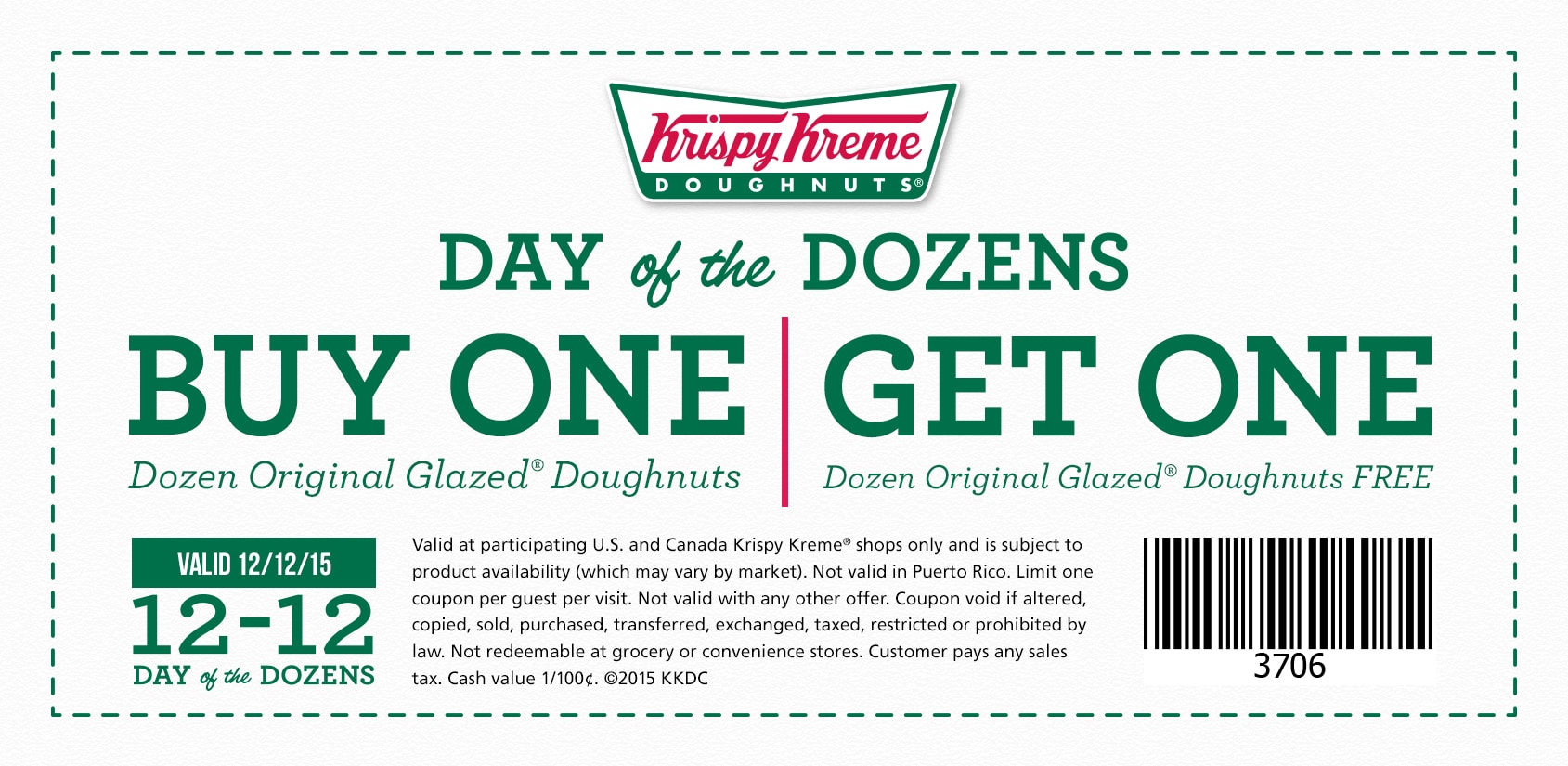 Krispy Kreme Day of Dozens December 12th!